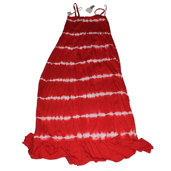 Y2K NWT RXB Red 100% Cotton Tie Dye Maxi Sun Dress Size L - Picture 2 of 4